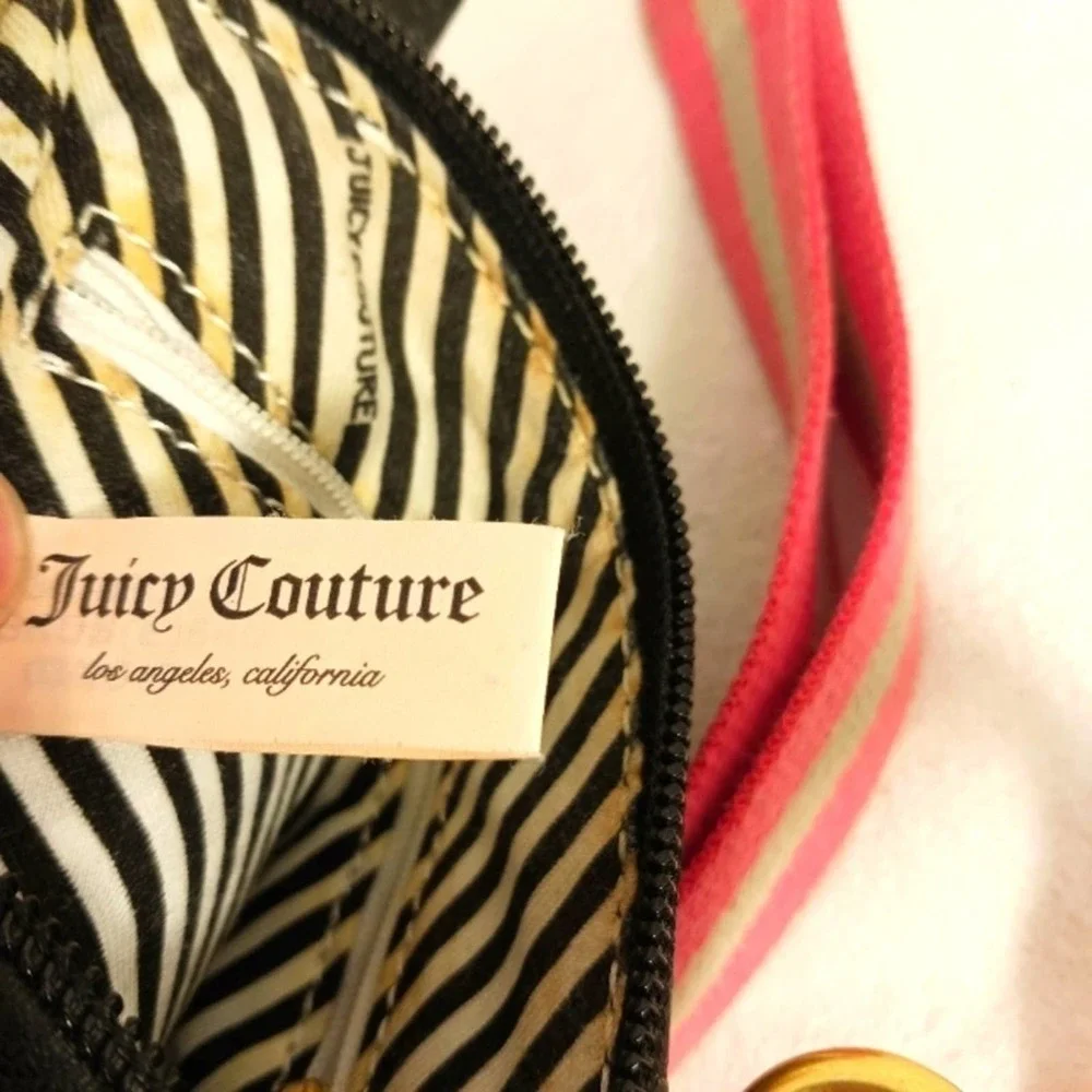 Juicy Couture Crossbody BLACK VELVET Shoulder Bag Purse Adjustable EMBROIDERED